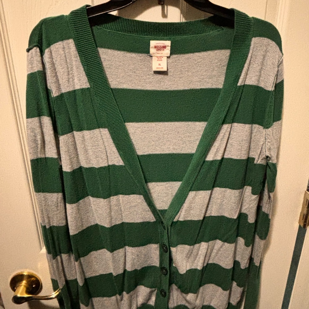 Mossimo Supply Co. Green and Gray Striped Cardigan
